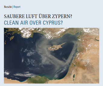 Deckblatt Newsletter 4/2014. Satellitenaufnahme von Zypern mit Luftverschmutzung.