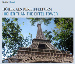 Deckblatt Newsletter 2/2014. Eiffelturm aus der Froschperspektive.