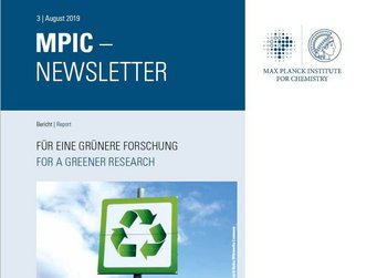 MPIC Newsletter August 2019, green research focus, recycling symbol.