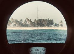 Nic's and Alan’s first view of Clipperton Atoll upon arriving. The atoll is small, spanning only several km in diameter, and has no inhabitants.